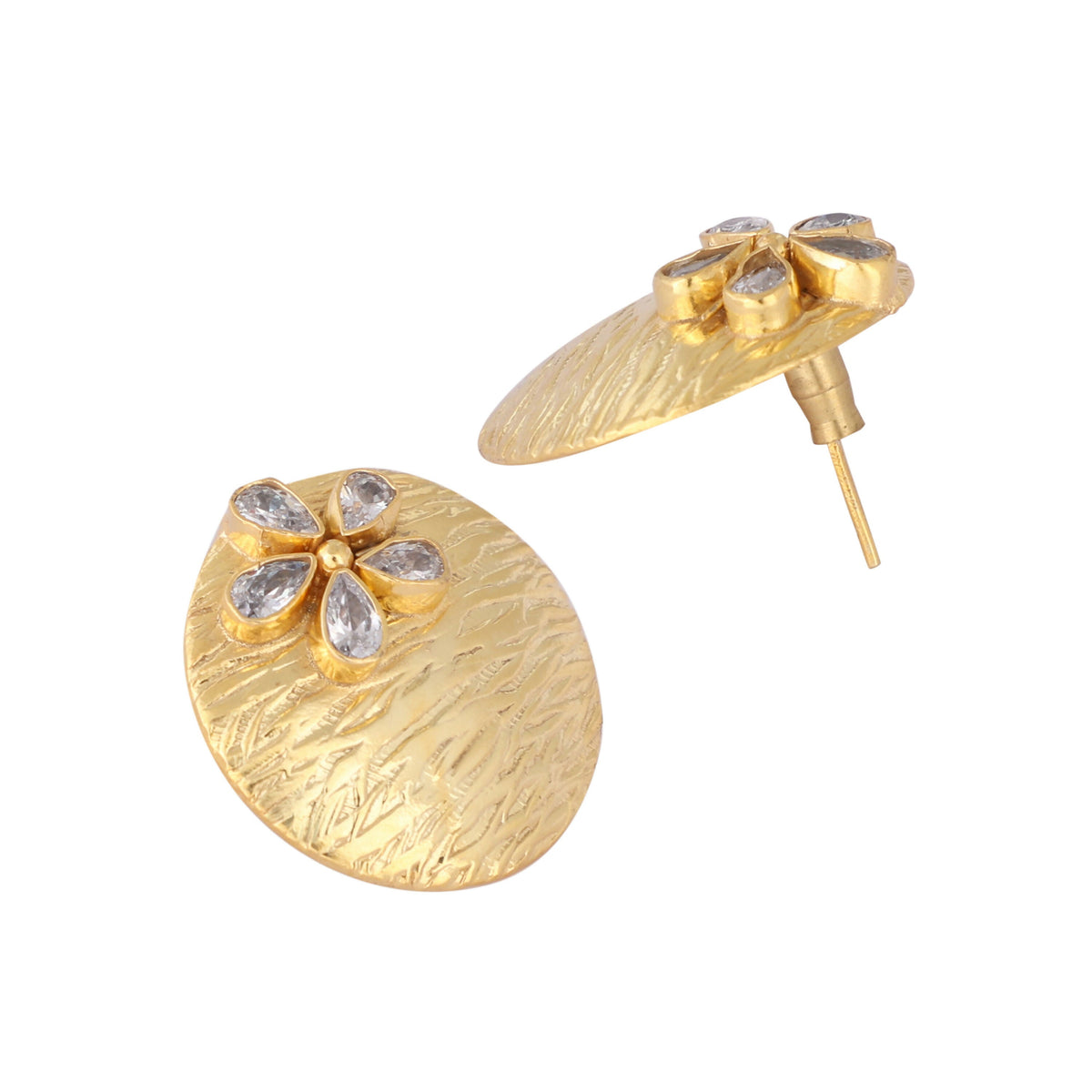 Nuyug 22K Gold-Plated Floral Motif Stud Earrings | Grocsy