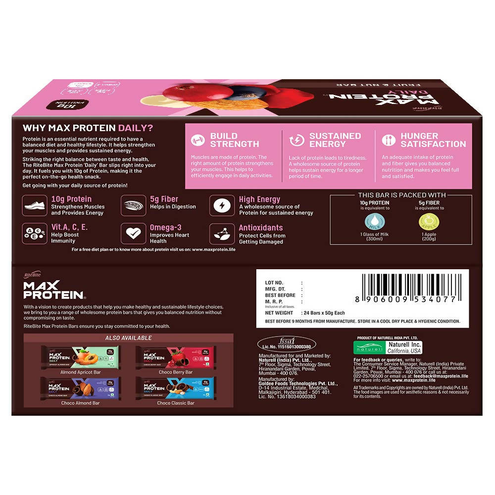RiteBite Max Protein Daily Fruit & Nut Bar | Grocsy