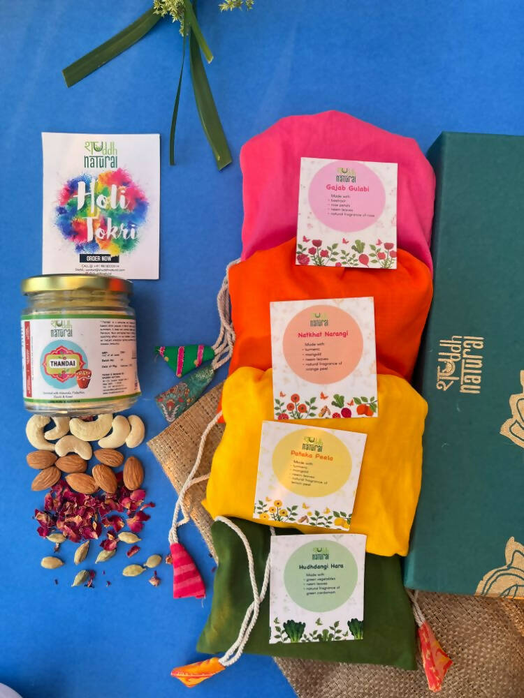 Shuddh Natural Ubtan Based Herbal Gulal | Ayurvedic Thandai Powder | Holi Gift Hamper | Grocsy