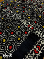 Black Silk Blend Ethnic Motifs Saree with Unstitched Blouse - Hiral Fashion | Grocsy