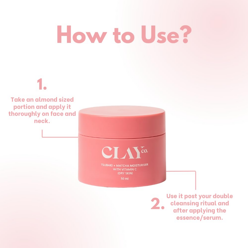 Clayco Tsubaki + Matcha Face Moisturizer With Vitamin C For Dry Skin | Grocsy