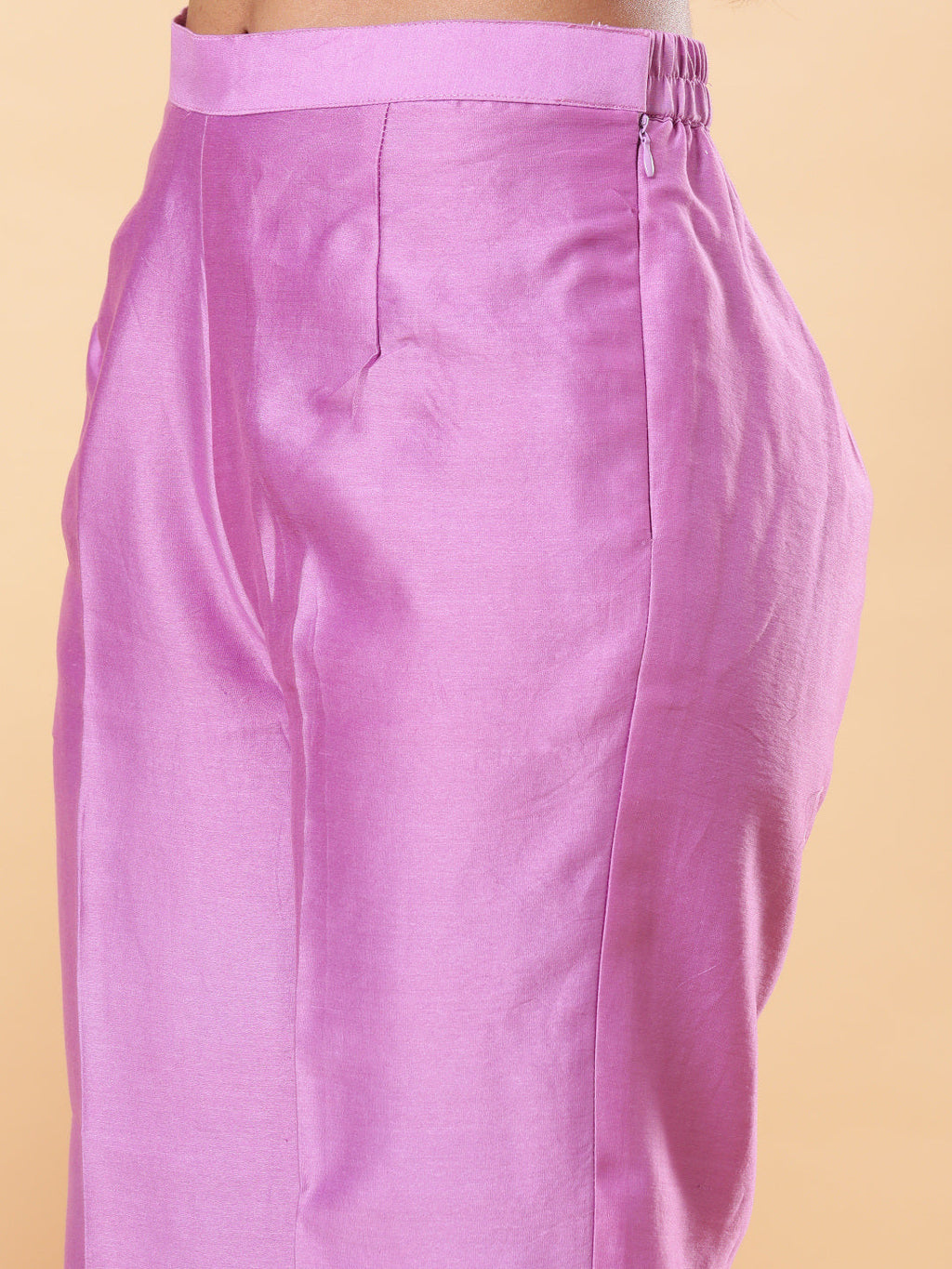 BohoJazz Lucknowi Handwork with Sequin Chanderi Kurta Pant - Purple | Grocsy