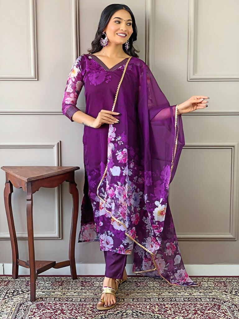 Partywear Designer Tebby Wine Stitched Suit With Dupatta - Tanisha | Grocsy