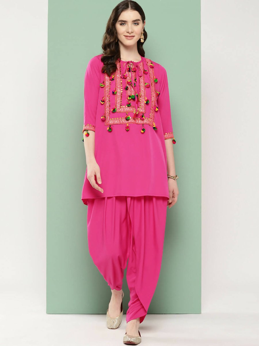 Ahalyaa Women's Traditional Wear Co-ods - Pink | Grocsy