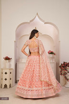 Eilara Women'S Light Pink Butterfly Net Embroidered Thread Work Party Wear Lehenga Choli | Grocsy