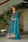 Prazu Fashion Blue Georgette With Zari & Sequins Gown | Grocsy