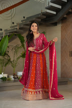 Prazu Fashion Pink Georgette With Zari & Sequins Gown | Grocsy