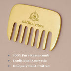 Natural Vibes Kansa Hair Comb for Hair Fall, Growth, Circulation & Stress Relief | Grocsy