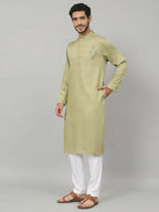 Motif Embroidered Cotton Kurta by Hilo Design | Grocsy