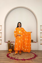 Joban Fashion Orange Tie & Dye Cotton Suit Set | Grocsy