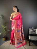 Joban Fashion Pink Floral Paithani Sarees | Grocsy
