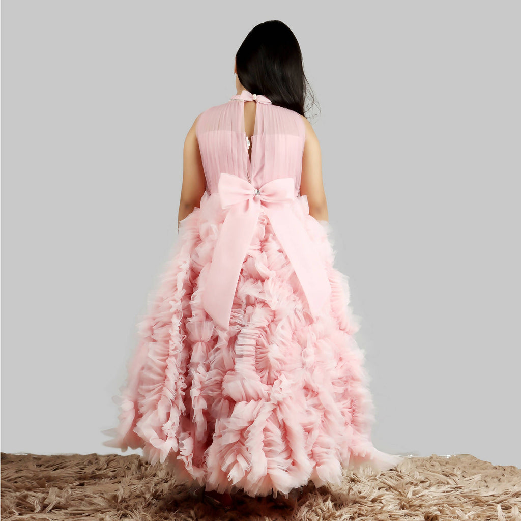 Pink Cow Fashions Old Rose Gown With Frill Ghera | Grocsy
