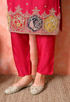 Joban Fashion Rani Premium Pure Viscose Print Dola With Handwork Kurta Set | Grocsy