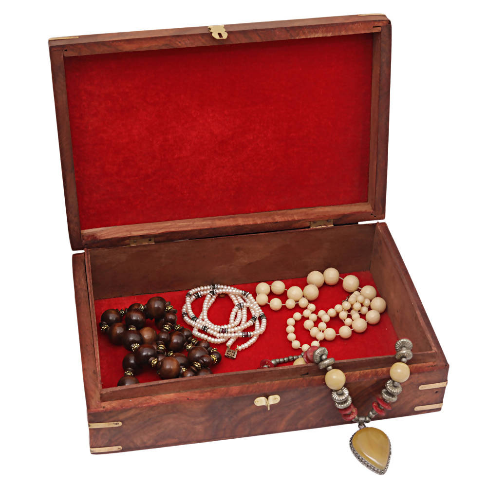 Nizalia Carved Motif Of Flora Handmade Jewellery Box | Grocsy