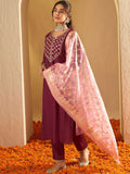 Indo Era Ethnic Motifs Yoke Design Straight Gotta Patti Liva Kurta with Trousers & Dupatta | Grocsy