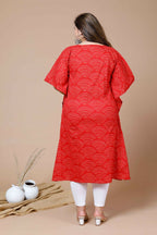 Miravan Women's Red Plus Size Cotton Festive Wear Kaftan | Grocsy