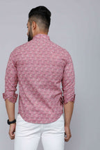 Miravan Men's Pink Spread Collar Floral Print Casual Shirt | Grocsy