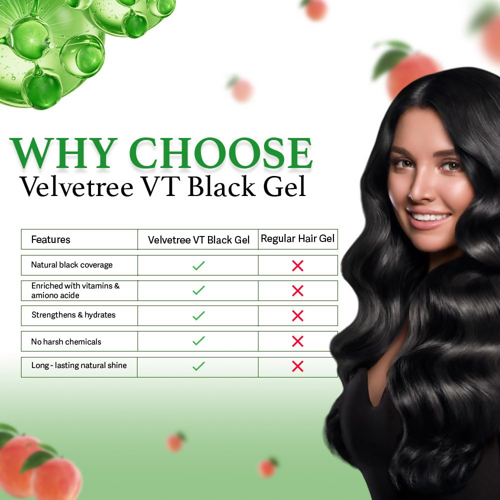 Velvetree Natural Black Hair Gel Dye (Black Hair Gel) | Grocsy