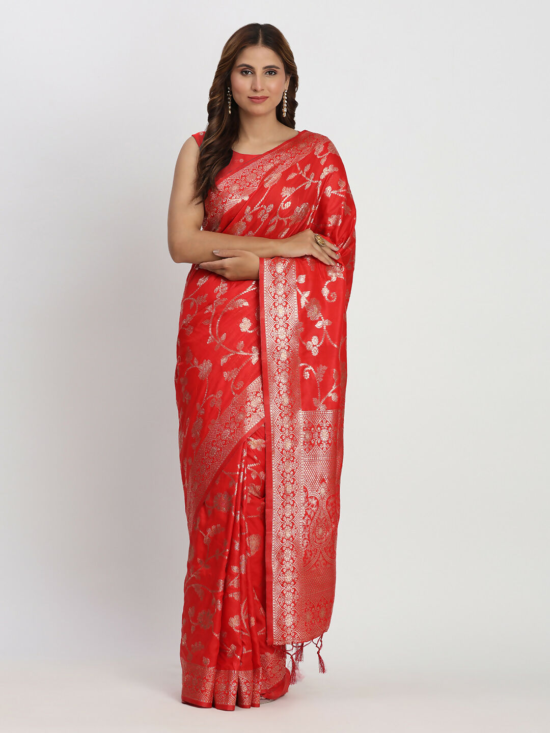 Shree Shyam Fashion Banarasi Silk Red Saree | Grocsy