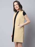 Even Apparels Brown Polywool Open Front Women's Long Coat PW724 | Grocsy