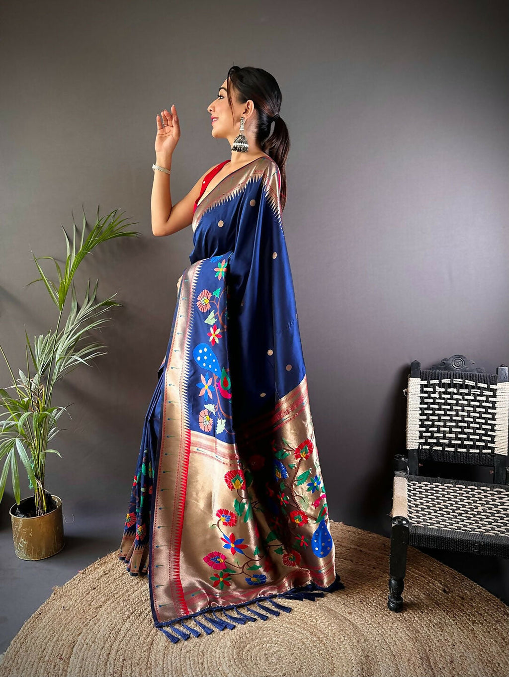 Joban Fashion Red Motifs Paithani Sarees | Grocsy