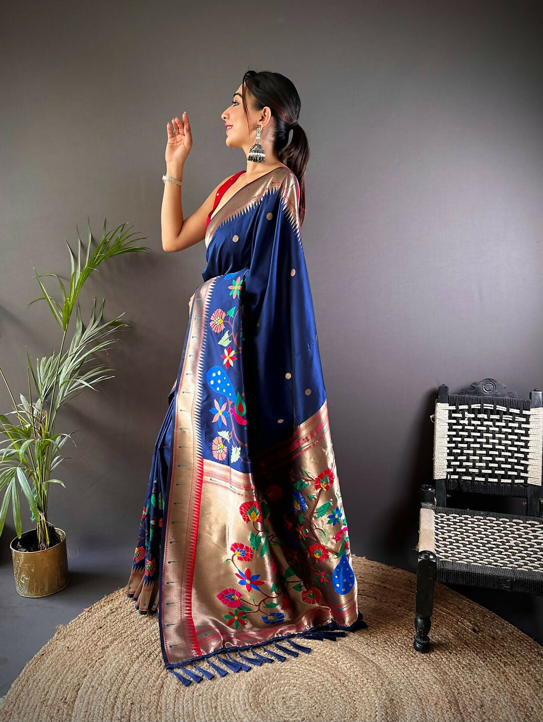 Joban Fashion Red Motifs Paithani Sarees | Grocsy