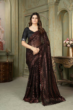 Dishitha Creation Indian Women's Designer Georgette Sequence Saree - Red | Grocsy