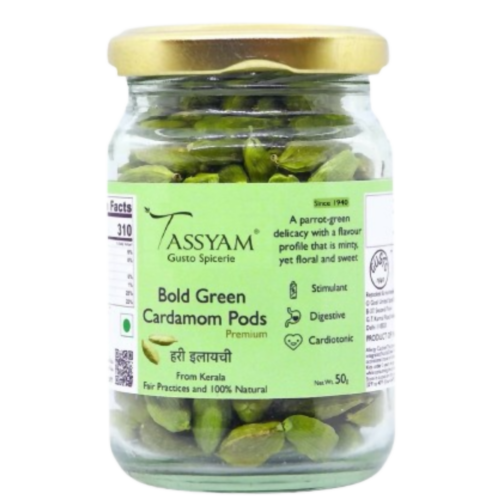 Tassyam Organics Fine Green Cardamom Pods | Grocsy