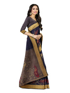 Mimosa Women's Kanchipuram Art Silk Navy Blue Saree | Grocsy