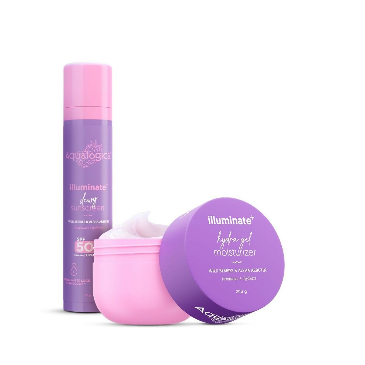 Aqualogica Skin Illuminate Duo With Illuminate Sunscreen And Hydra Gel Moisturizer | Grocsy