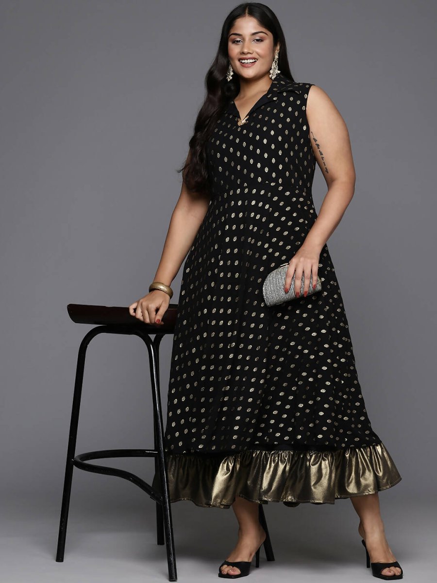 Ahalyaa Women's Traditional wear Ethnic Dress - Black | Grocsy