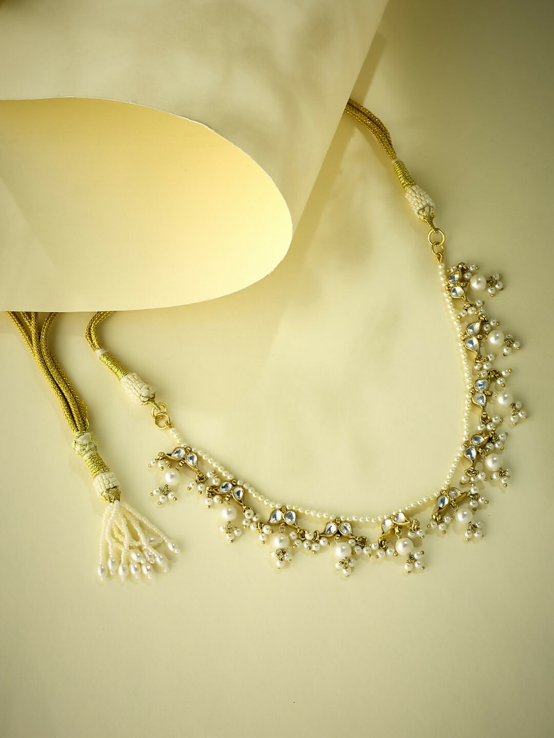 Nuyug 22K Gold-Plated Kundan & Pearl Studded Matha Patti Head Jewellery | Grocsy