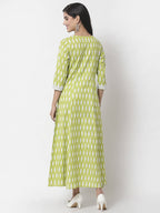 Myshka Women's Pure Cotton Printed 3/4 Sleeve Dress | Grocsy