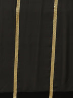 Ahalyaa Women's Black Georgette Gold Print Ready to Wear Saree | Grocsy