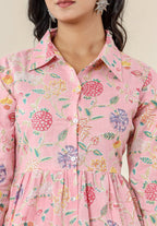 Kaajh Women's Baby Pink Printed Cotton Co-ord Set | Grocsy
