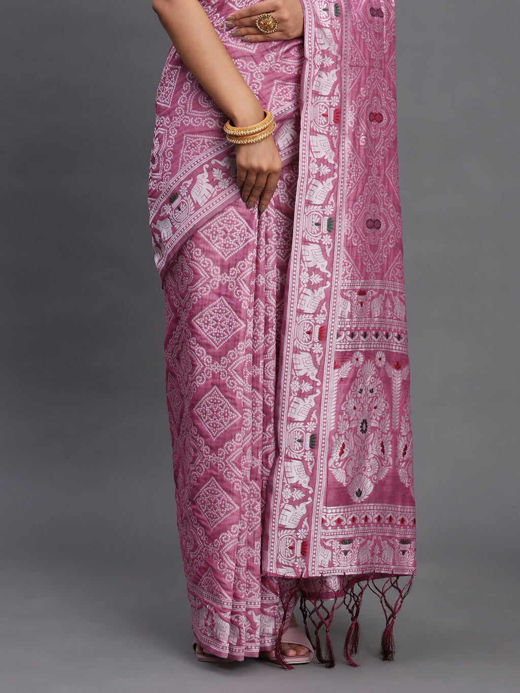 Shree Shyam Fashion Linen Cotton Purple Saree | Grocsy