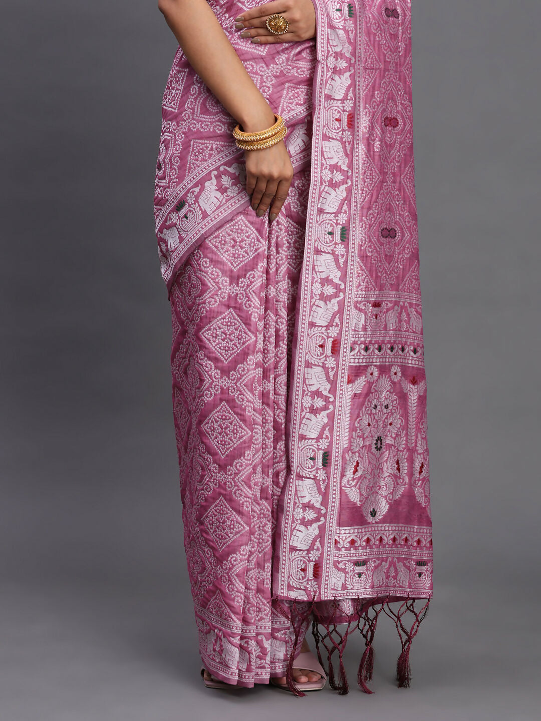 Shree Shyam Fashion Linen Cotton Purple Saree | Grocsy