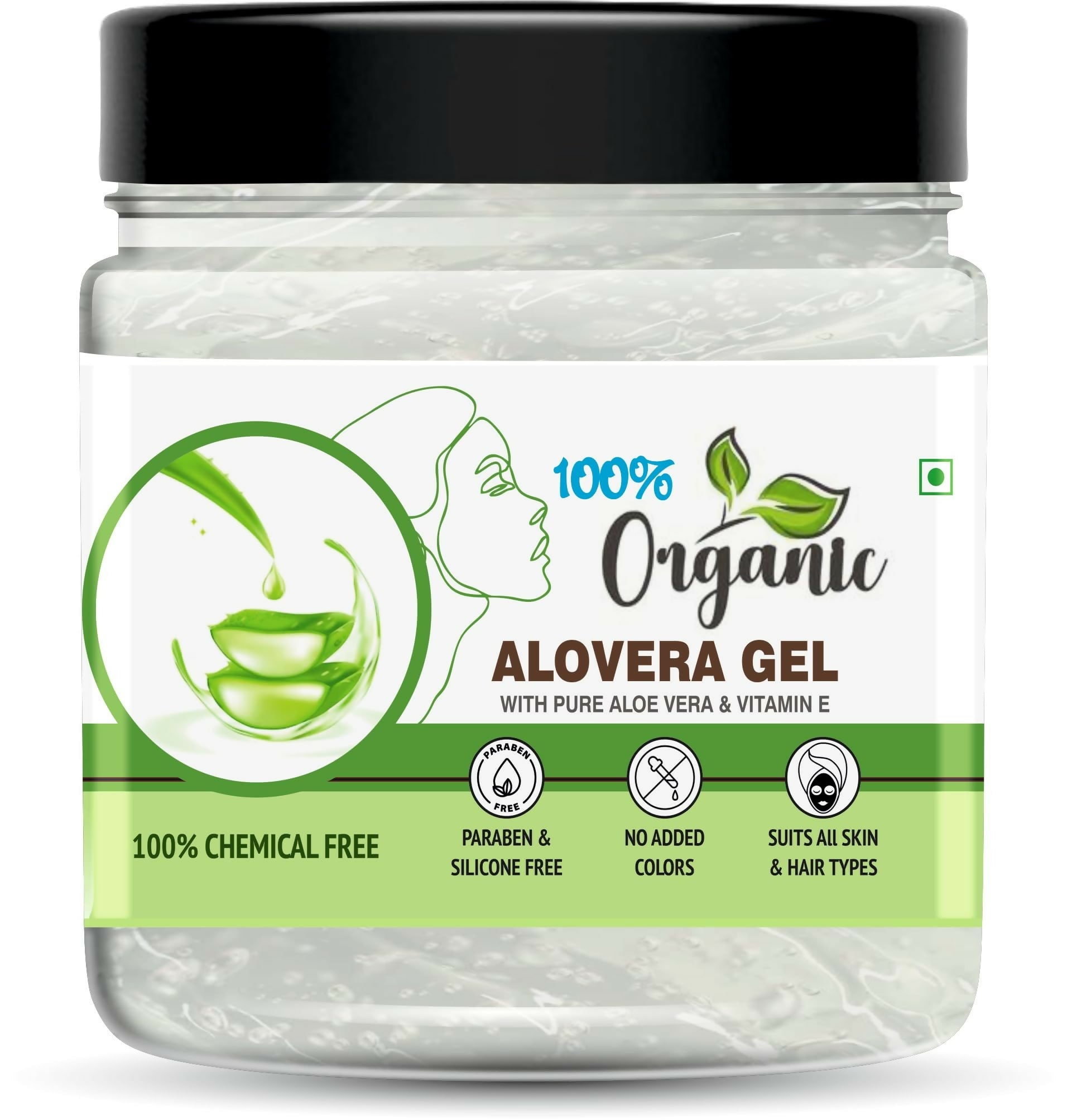 Organic 100% Aloe Vera Gel For Face, with Natural Aloe Vera & Vitamin E for Skin and Hair | Grocsy