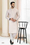 Raivat Ethnic Cotton Thread Work Kurta Pajama In Yellow Colour | Grocsy