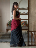 Suta Black Woven Design Pure Cotton Saree | Grocsy