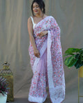 Vamsee Purple Organza Saree | Grocsy