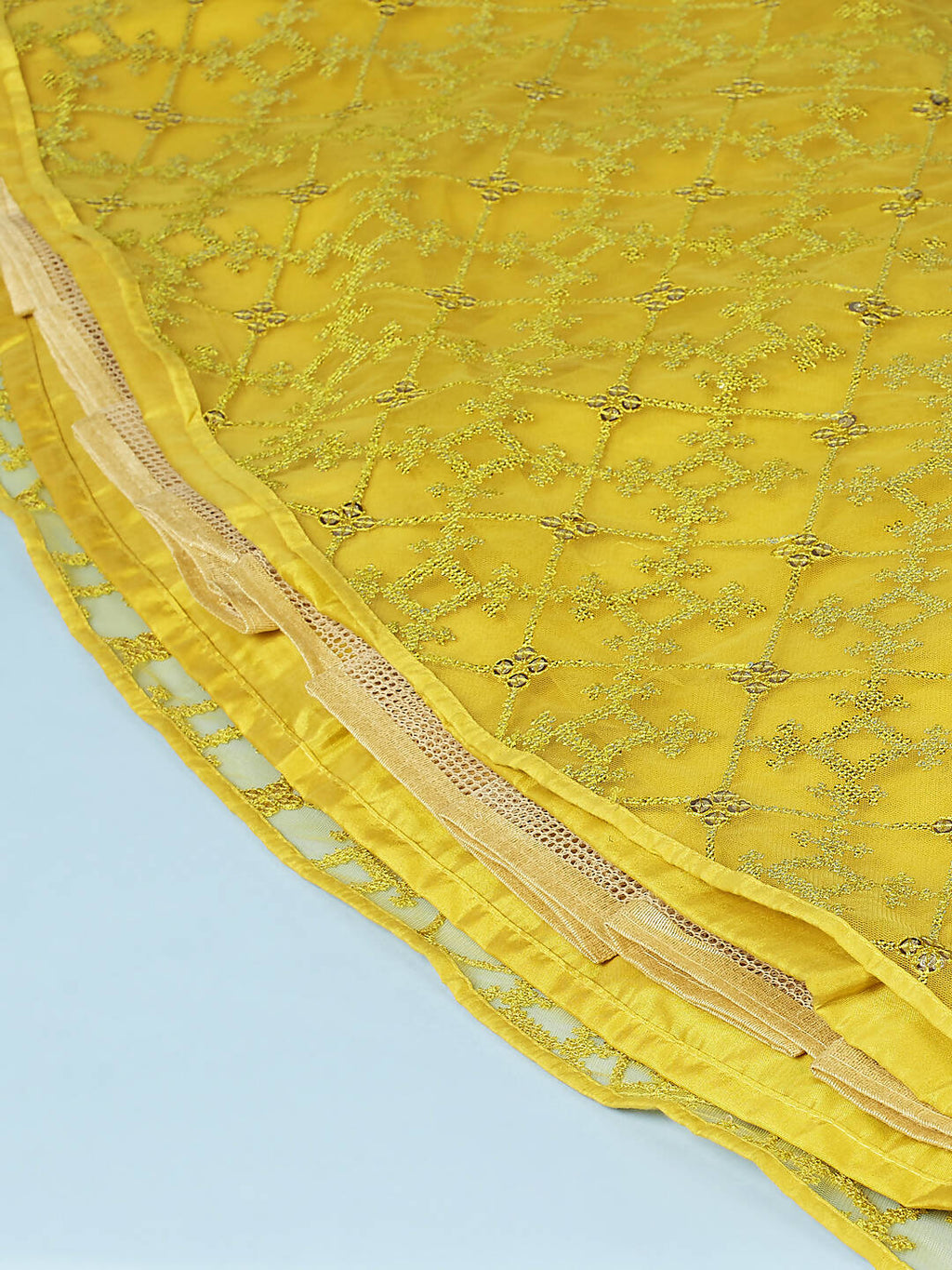 House of Panchhi Mustard Net Sequinse Work Lehenga & Blouse, Dupatta | Grocsy