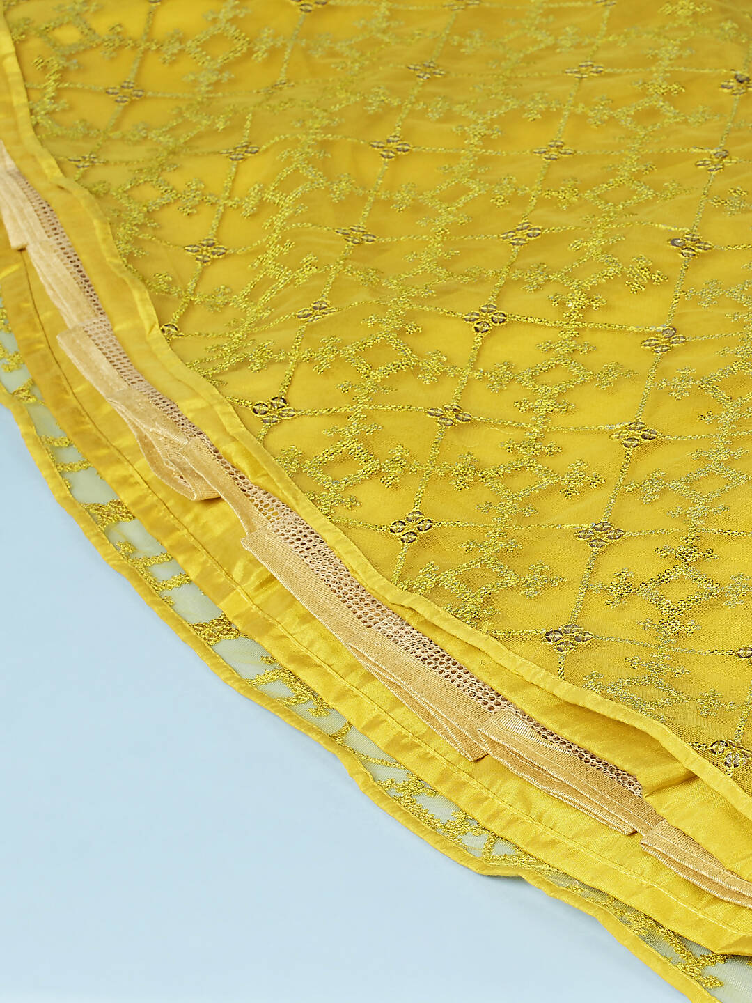 House of Panchhi Mustard Net Sequinse Work Lehenga & Blouse, Dupatta | Grocsy