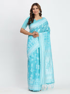 Shree Shyam Fashion Linen Cotton Grey Saree | Grocsy