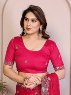 Teeya Creation New Womens Latest Party Wear Soft Chiffon Silk Saree-Pink | Grocsy