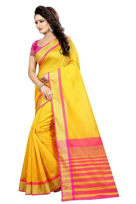 Vamika Yellow Cotton Silk Weaving Saree (MASTANI WAEVING SAREE) | Grocsy