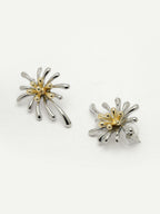 NVR Women's Set of 2 Silver & Gold Brass-Plated Floral Shape Drop Earrings | Grocsy