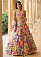 Jyoti Fashion Multicolor Thread & 5mm Sequence Embroidery Georgette Lehenga Choli with Dupatta | Grocsy