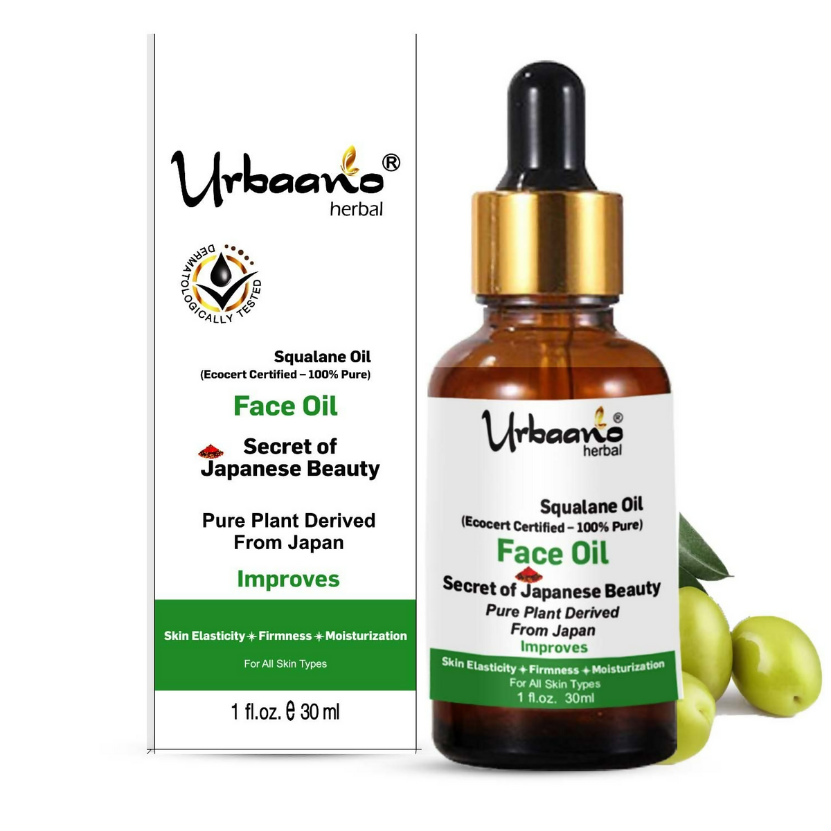 Urbaano Herbal Olive Squalane - 100% Pure Natural Plant-Derived Japanese Oil | Grocsy