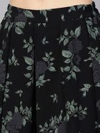 Ahalyaa Black Georgette Crepe Printed Top Palazzo Set With Jacket | Grocsy